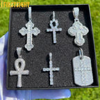 2025 New Hip Hop Cross Pendant Necklace Gold Color Iced Out Bling CZ Cubic Zirconia Variety Designs Charm Men Women Jewelry