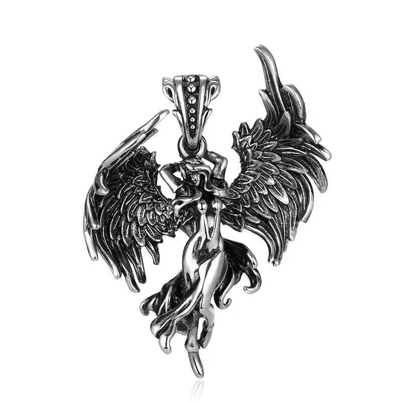 Fallen Angel Satan Stainless Steel Pendant Necklace