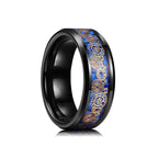 Fashion Men's Stainless Steel Rings 8mm Classical Black Blue Groove Beveled Edge Wedding Engagement Anniversary Jewelry