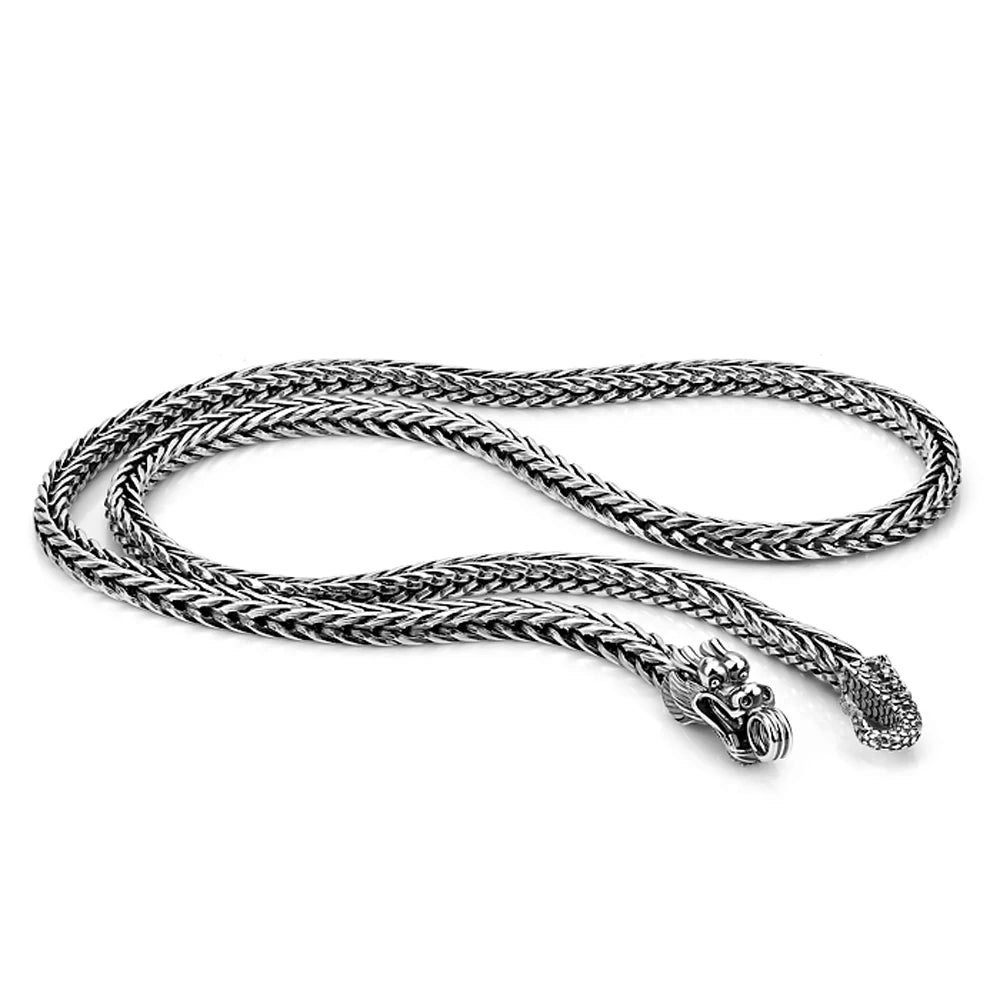Dragon Necklace 5mm Franco Curb Chain Choker Vintage — Two-Tone