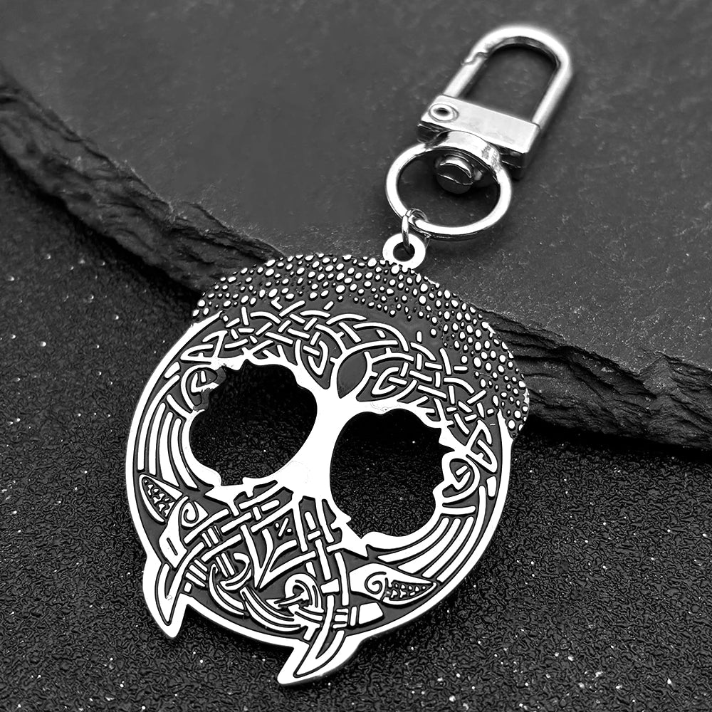 Tree Of Life Silver Ring Viking Knot Keychains