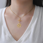 Double Amulet Protection Necklace Witch Knot Pentagram Tetragrammaton Stainless Steel Protection Jewerly Wholesale