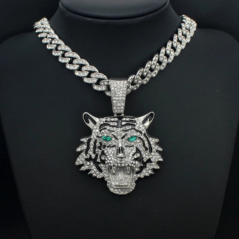 Iced Out 3D Tiger Cuban Pendant — Gold