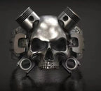 Alloy Mechanical Skull Men's Ring, European and American Popular Punk Style Inlaid Finger Ring