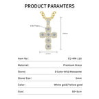 Lnngy 6.0mm Moissanite Necklaces European and American Hip-hop Cross-Shaped Pendant Necklace for Men Jewelry