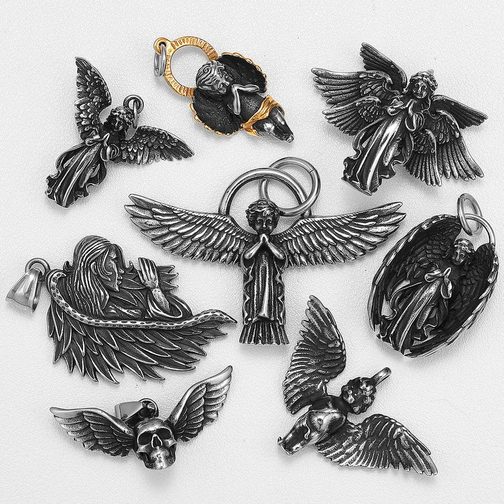 Angel Wing Pendant Necklace — Stainless Steel