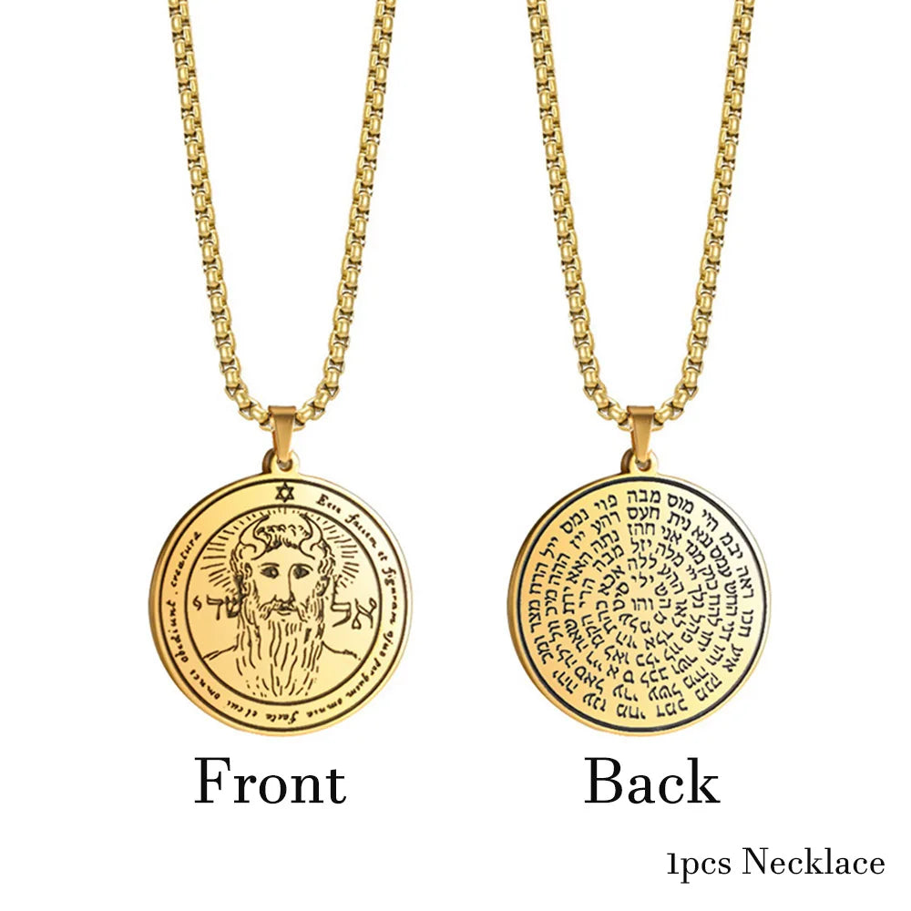 EUEAVAN Key of Solomon Necklace Double Side Third Pentacle of the Venus Protection Love Stainless Steel Necklaces Amulet Jewelry