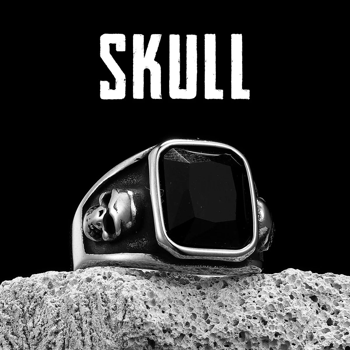 Skull Gemstone Ring — Stainless Steel