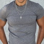 Cross Two-Tone Pendant Double Chain Necklace