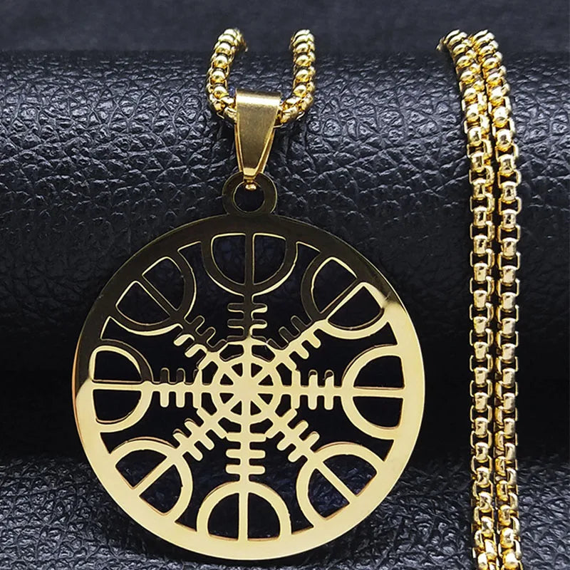 Viking Compass Pendant Necklace — Stainless Steel