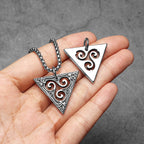 Celtic Knot Triangle Pendant Necklace — Stainless Steel Box Chain