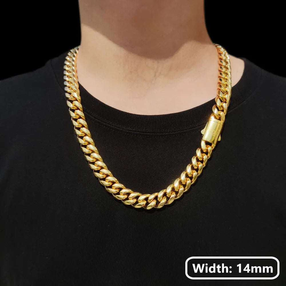 Stainless Steel Cuban Chain Necklace Miami 8/10/12MM