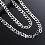 Men Curb Chain Necklace 3.5mm-9mm Stainless Steel Basic Punk Cuban Link Chain Necklaces for Male Jewelry Hip Hop
