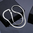 New 925 Sterling Silver Necklace 5MM Side Chain for Men Women Wedding Jewelry Luxury Fashion Style Engagement High Quality Gifts