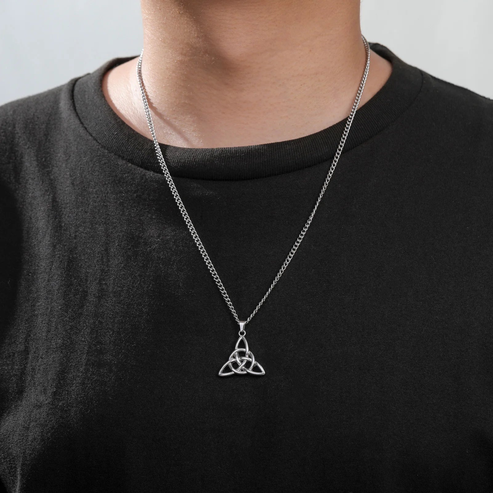 Celtic Trinity Knot Choker Necklace — Steel