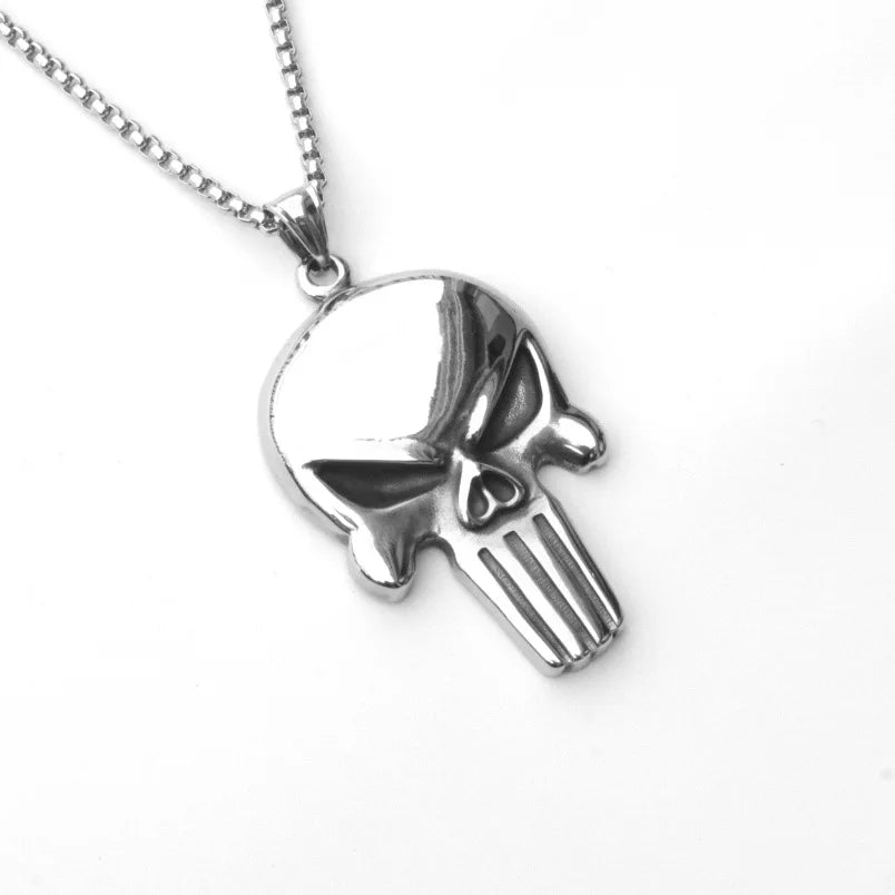Fashion Retro Punk Skull Men's Pendant Necklace Vintage Hip Hop Titanium Steel Stainless Steel Necklace Gifts Wholesale