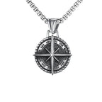 Two-Tone Compass Pendant Necklace Retro Statement