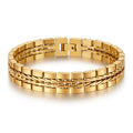 Loe | Men Stainless Steel Punk Bracelet Fashion Boy Watchband Gold Plated Hip Hop Jewelry New Design