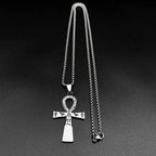 Egyptian Ankh Cross Key Of Life Pendant Necklaces for Women Men Stainless Steel Gold Color Egypt Hieroglyph Chain