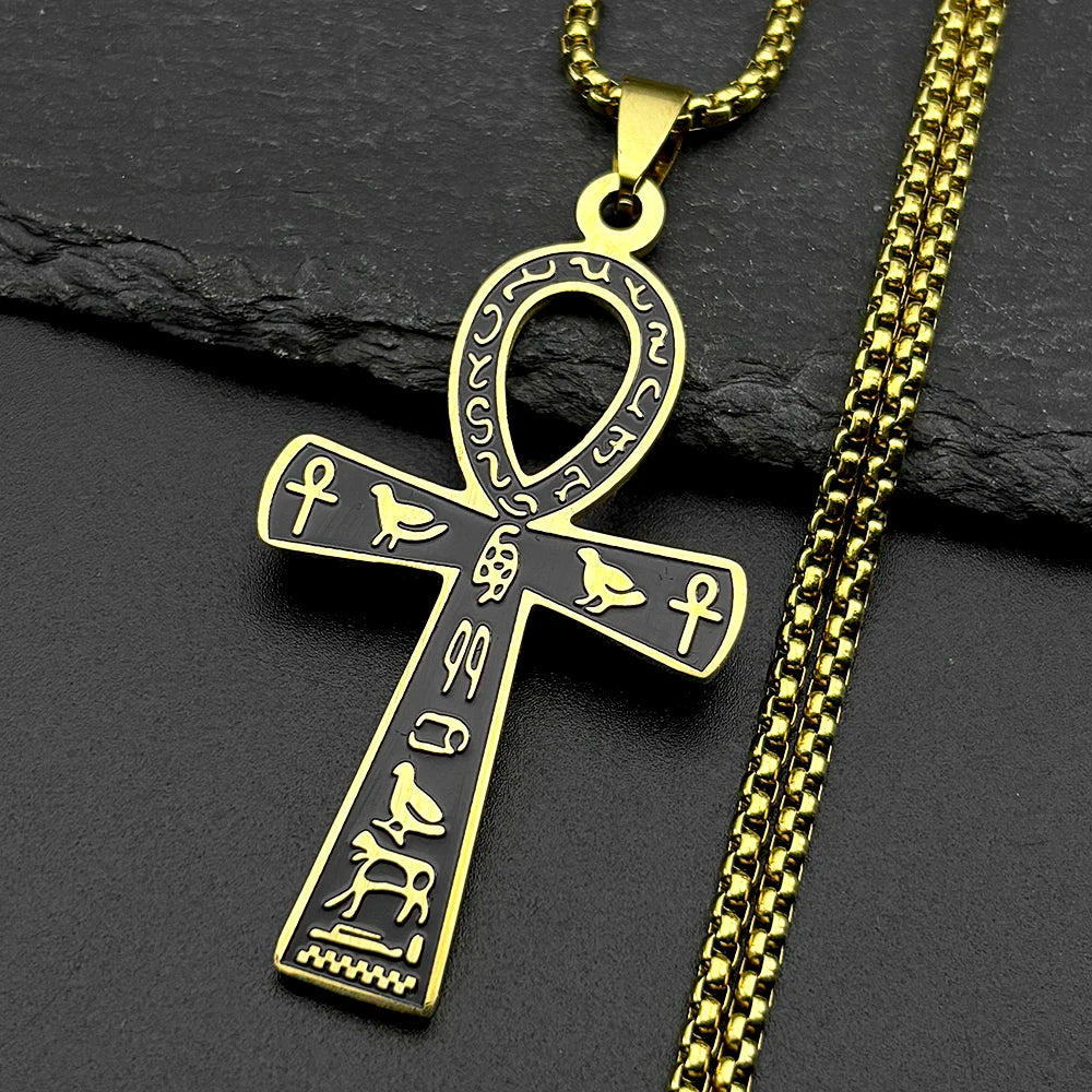 Egyptian Ankh Cross Pendant Necklace — Gold