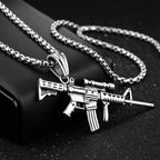 Men's Machine Gun Pendant Necklace Hip Hop Punk Black Gold Color Stainless Steel Chain Retro Accessories Hippie Rapper Jewelry