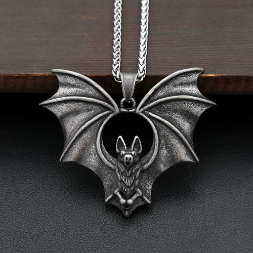 Vintage Biker 316L Stainless Steel 3D Bat Pendant For Men Boys Punk Hip Hop Animal Necklaces Creative Jewelry Gifts