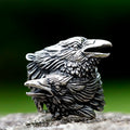 2023 NEW Men's 316L Stainless Steel Rings Nordic VIKING Odin Double Headed Bird Headed Animal Ring Amulet Jewelry Free