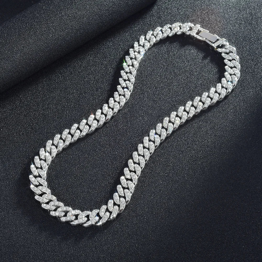 New High Quality 9MM Width Miami Cuban Chain Necklace For Men Women Hip Hop Iced Out Bling Charm Chains Necklace Fashion Jewelry