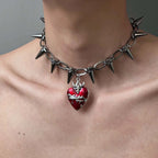 Punk Thorn Heart Pendant Necklace