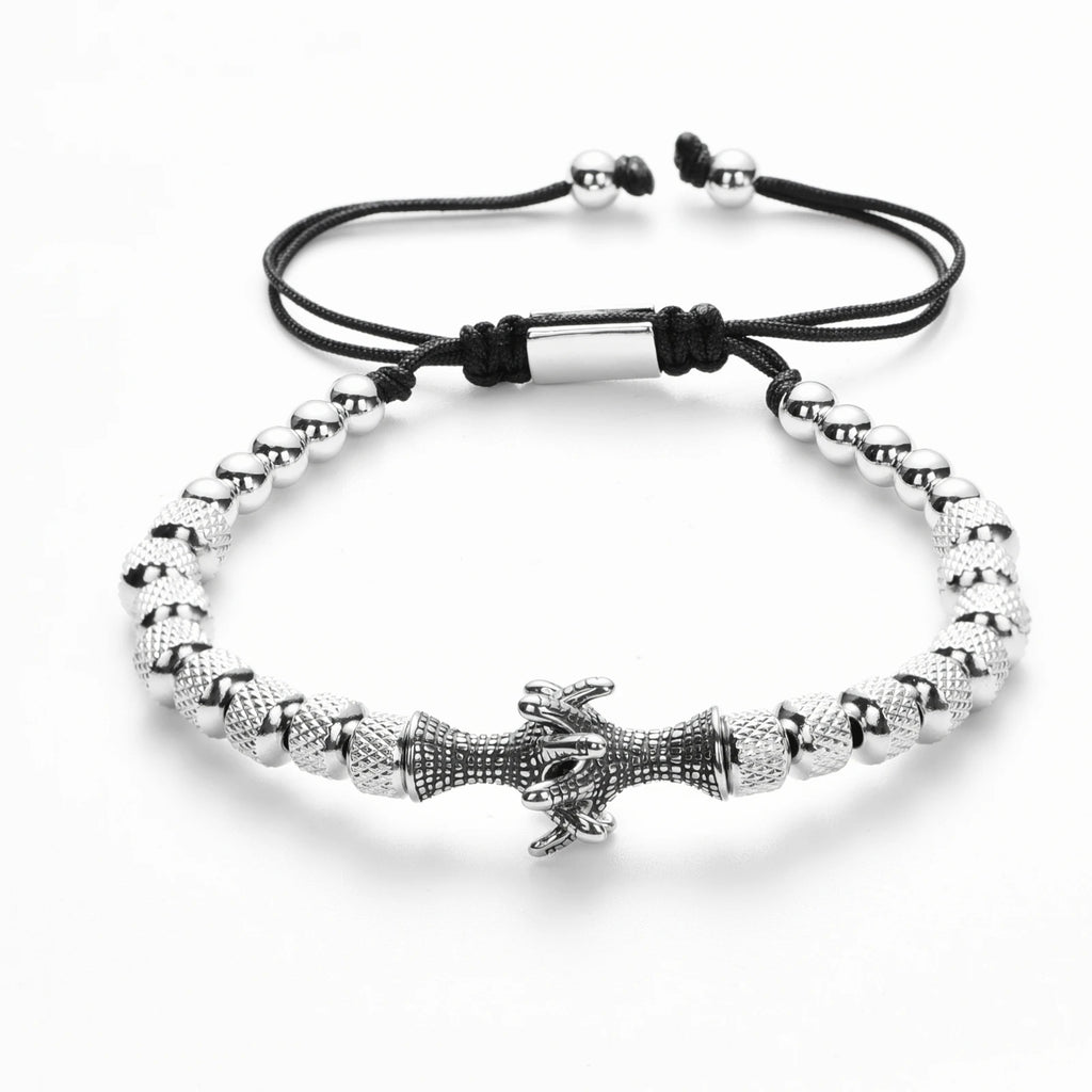 Gothic Eagle & Dragon Claw Beaded Bracelet — Stainless Steel