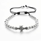 Gothic Eagle & Dragon Claw Beaded Bracelet — Stainless Steel
