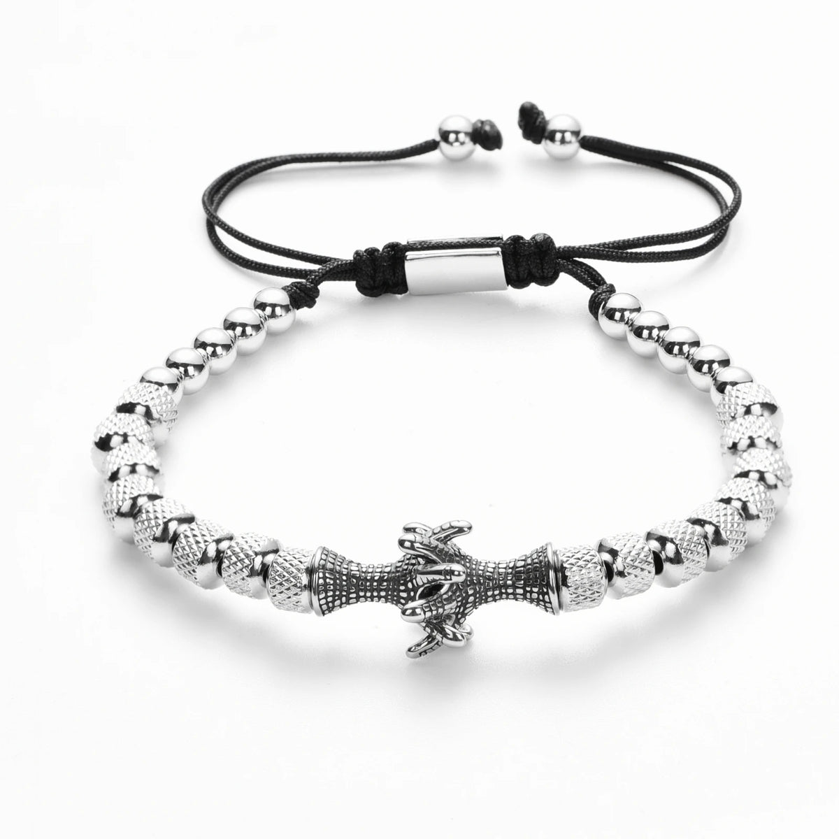 Gothic Eagle & Dragon Claw Beaded Bracelet — Stainless Steel
