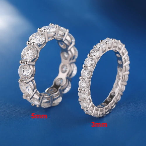 5MM Iced Out Moissanite Band Ring — Silver-Tone