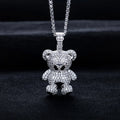 Iced Out Teddy Bear Pendant — 925 Silver
