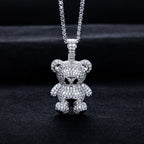 Iced Out Teddy Bear Pendant — 925 Silver