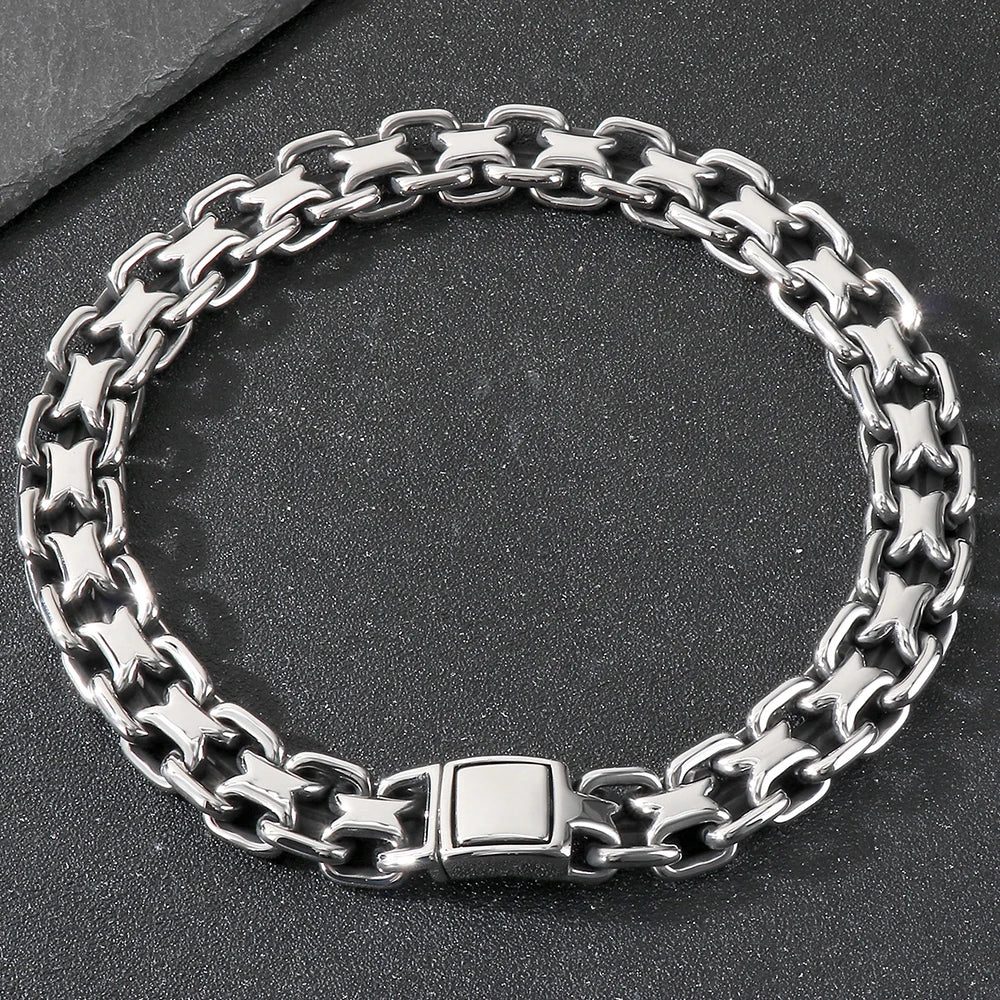 Vintage 50CM Long 20MM Width Choker Necklace Man Solid Polished Matte Stainless Steel Link Chain Necklaces for Men Male