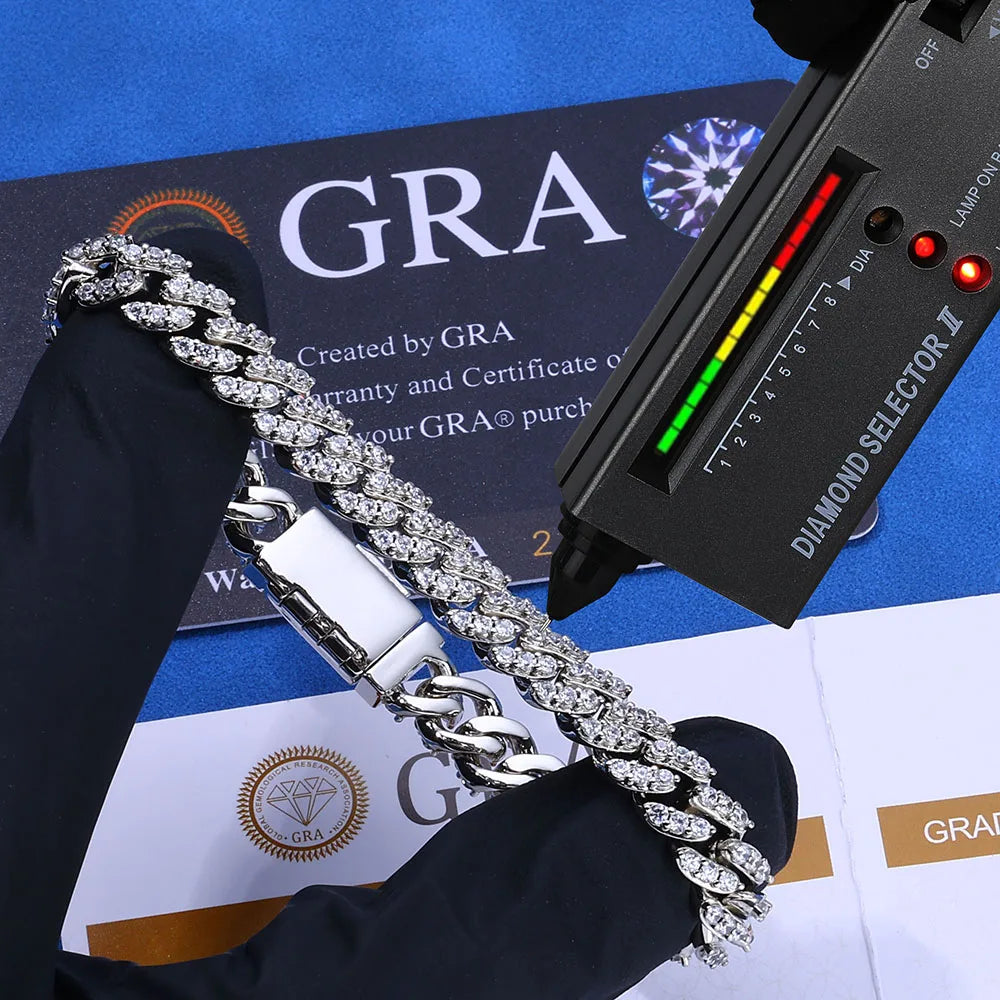 Iced Out Cuban Bracelet Stainless Steel Moissanite