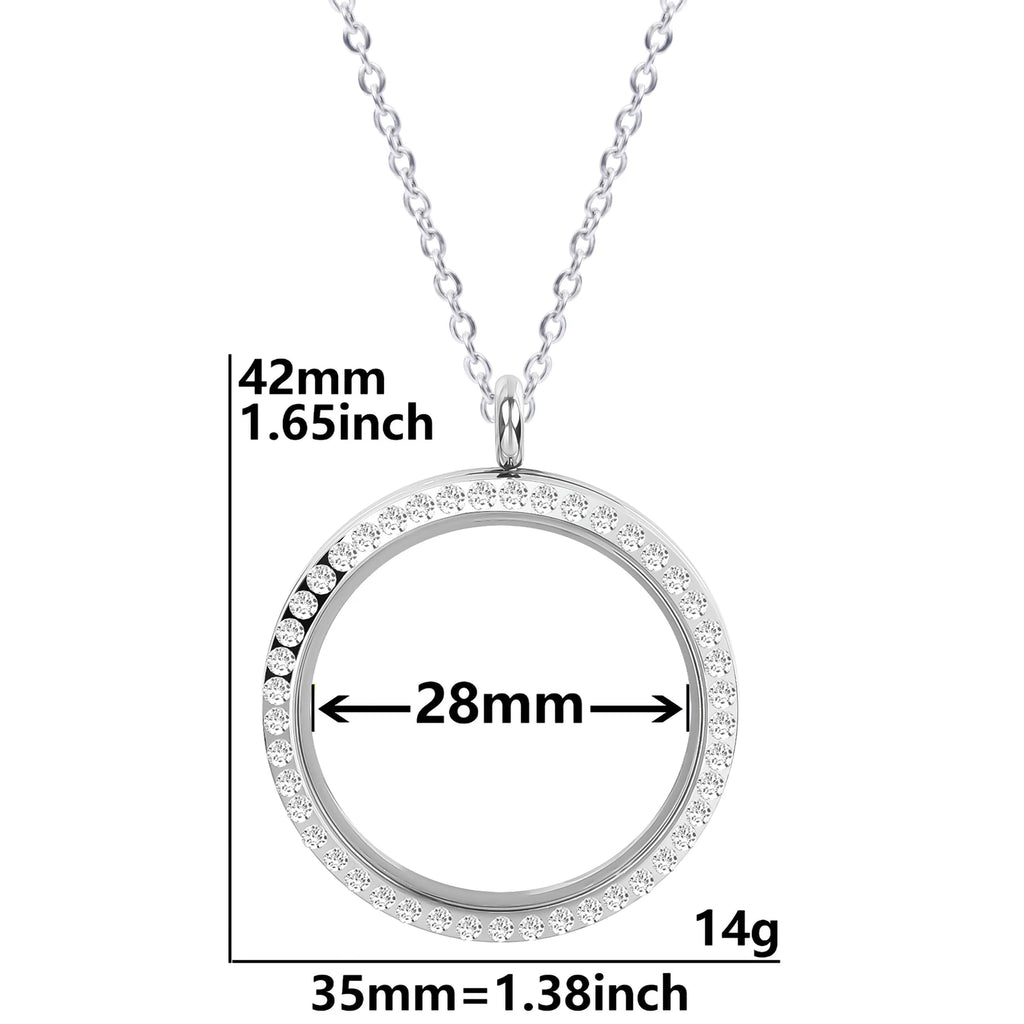 Round Pendant Necklace Locket Charm Stainless Steel Necklaces For Women Men Jewelry Chain Around Neck Necklace Decoration Gifts