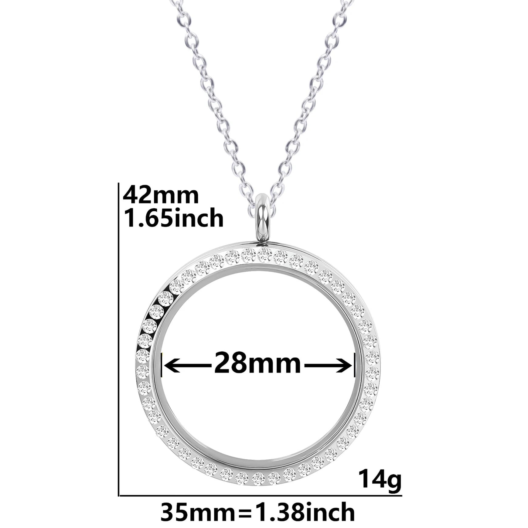 Round Pendant Necklace Locket Charm Stainless Steel Necklaces For Women Men Jewelry Chain Around Neck Necklace Decoration Gifts