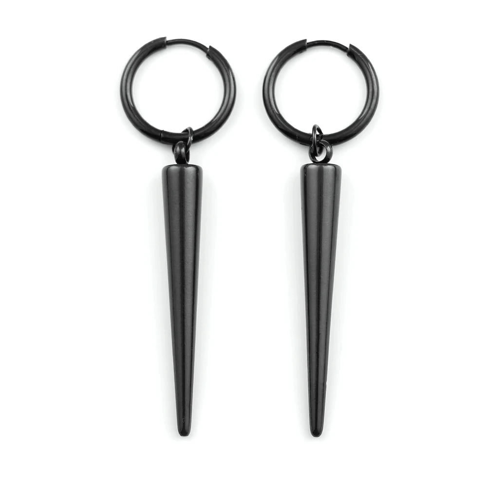 Gothic Silver Color Rivet Drop Earrings for Women Men Punk Hip Hop Metal Geometric Cone Pendant Earrings Y2K Party