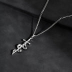 Cross Snake Cuban Chain Pendant Necklace