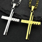 Gold Jesus Cross Pendant Necklace Byzantine — Stainless Steel