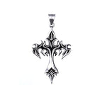 Flame Cross Pendant Necklace — Stainless Steel