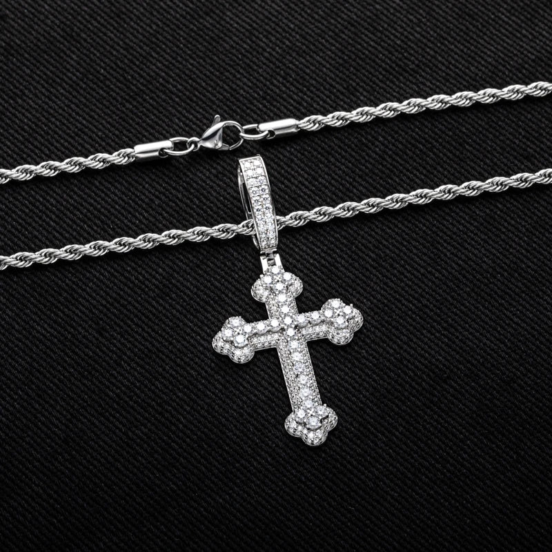 Iced Out Cross Pendant — 925 Silver