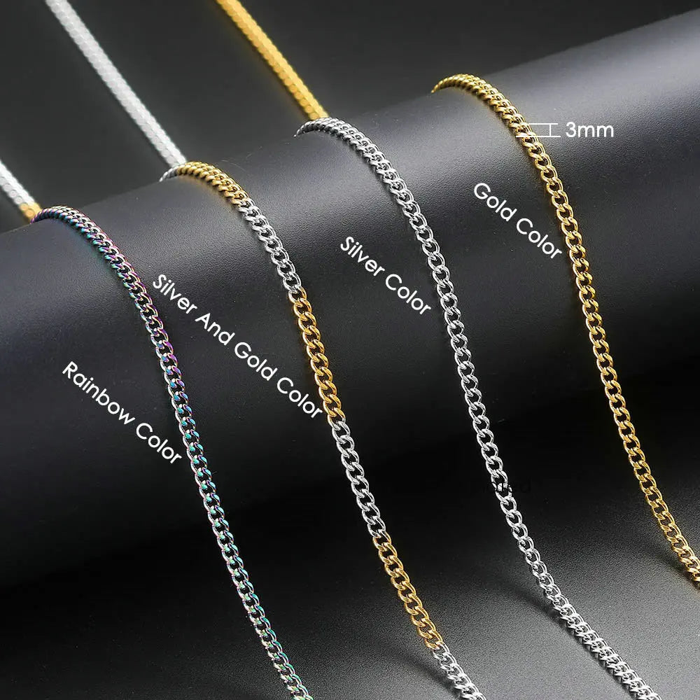 Stainless Steel Cuban Chain Necklace 3MM