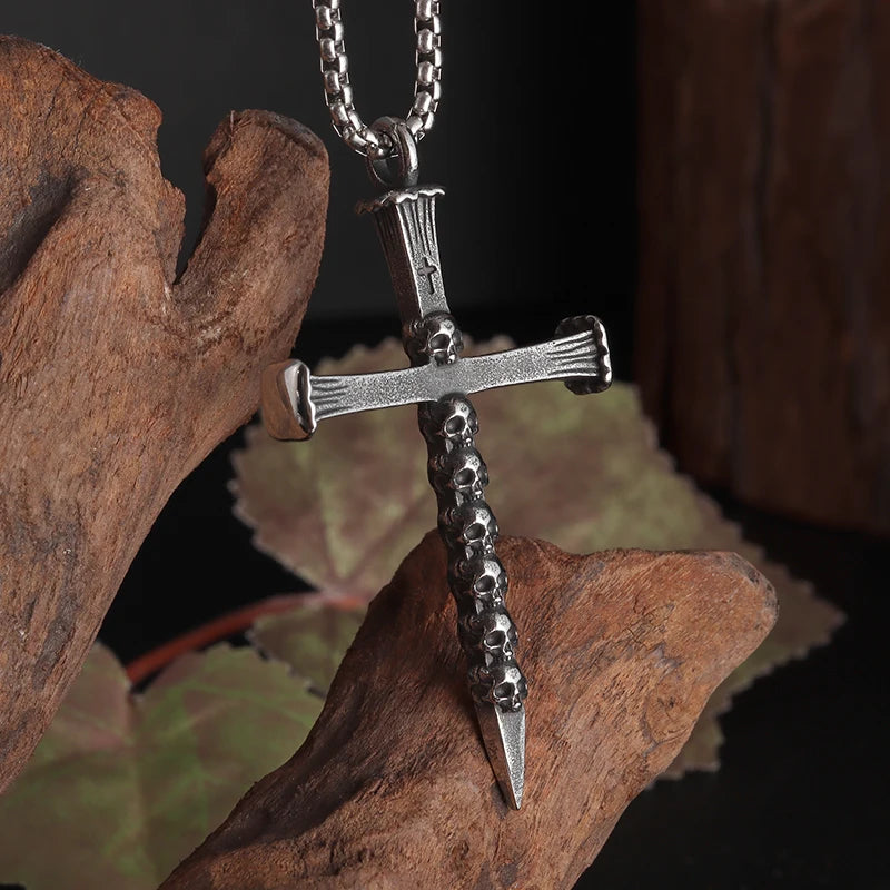 Retro Skull Cross Pendant Necklace — Stainless Steel