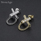 Iced Out Cross Stud Earrings — Silver
