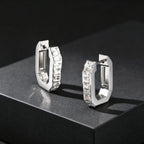 Men's U-shaped White Zircon Hoop Earrings, Fashion High Quality Waterproof Stainless Steel Earrings, Simple Fashion Jewelry