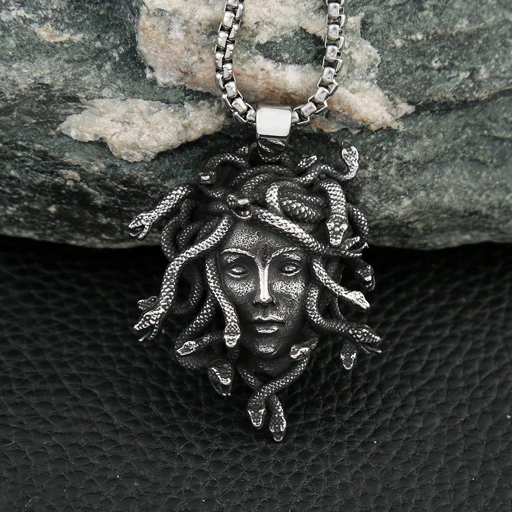 Gothic Medusa Snake Pendant — Stainless Steel