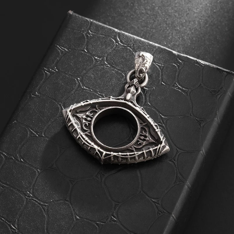 Vintage Hollow Devil's Eye Pendant Necklace Men Women Punk Hip Hop Cycling Jewelry Gift